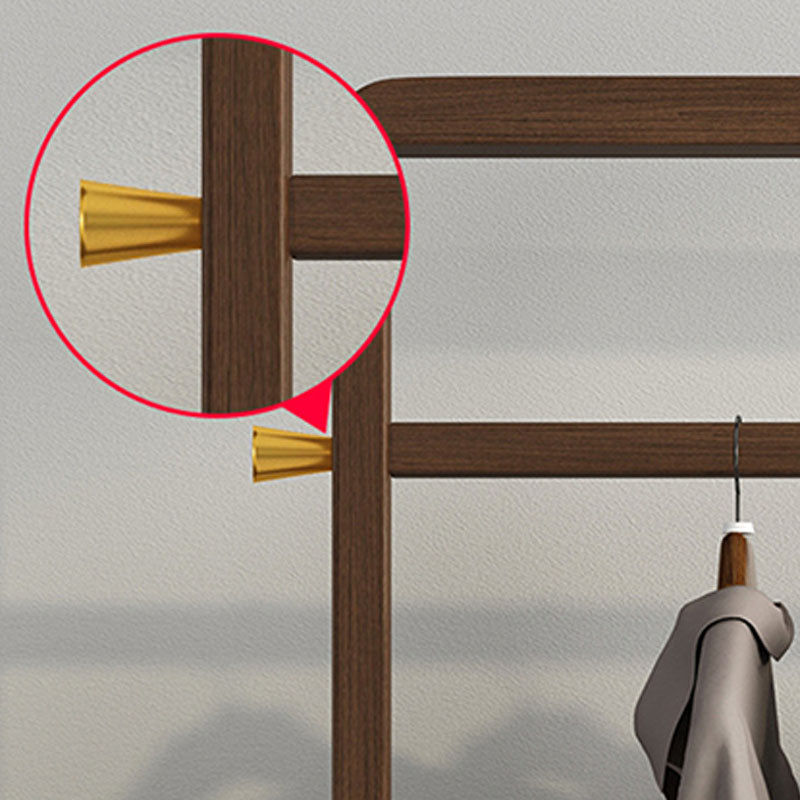 Moderna Wood Hall Tree Hanging Rail Stanking and Hooks Changer