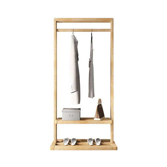 Moderna Wood Hall Tree Hanging Rail Stanking and Hooks Changer