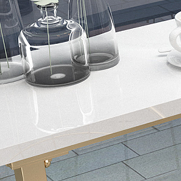 Tavolo da pub rettangolo bianco finto tavolo da cocktail in altezza della barra in marmo con base metallica