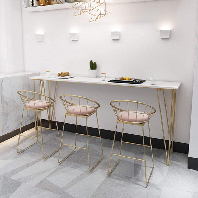 Tavolo da pub rettangolo bianco finto tavolo da cocktail in altezza della barra in marmo con base metallica