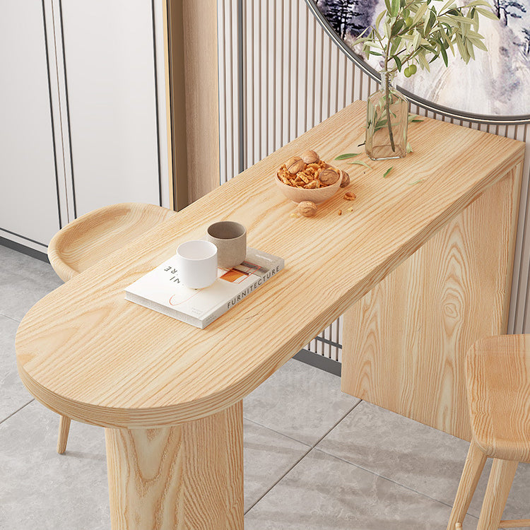 Massief houten eettafel op barhoogte, eigentijdse bartafel met dubbel voetstuk