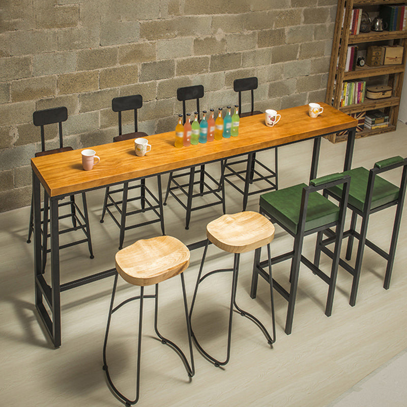 Industrial Solid Wood Bar Table Rectangle Dining Table for Kitchen Living Room 70.9"L x 15.7"W x 41.3"H Without Chairs Clearhalo 'Bar Furniture' 'Bar Tables' 'bar_tables' 'furn' 'furn_bar_tables' 'Furniture' 'Kitchen & Dining Furniture' 6040905