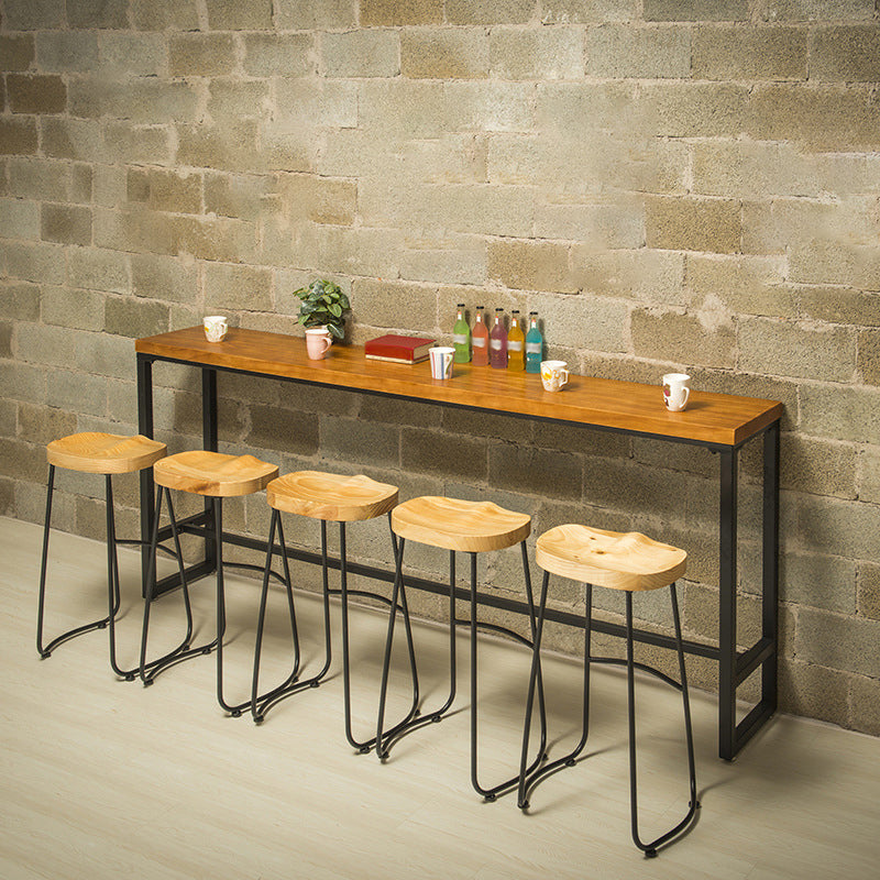 Industrial Solid Wood Bar Table Rectangle Dining Table for Kitchen Living Room 86.6"L x 15.7"W x 41.3"H Without Chairs Clearhalo 'Bar Furniture' 'Bar Tables' 'bar_tables' 'furn' 'furn_bar_tables' 'Furniture' 'Kitchen & Dining Furniture' 6040906
