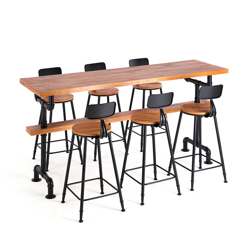 Mesa de pub contemporánea Mesa de bar rectangular de madera maciza para interiores