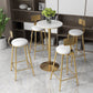 Faux Marble Bar Wine Table Glam Pedestal Pub Table with Metal Base