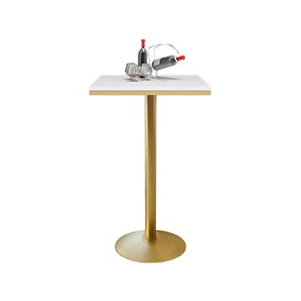 Faux Marble Bar Wine Table Glam Pedestal Pub Table with Metal Base