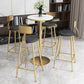 Faux Marble Bar Wine Table Glam Pedestal Pub Table with Metal Base
