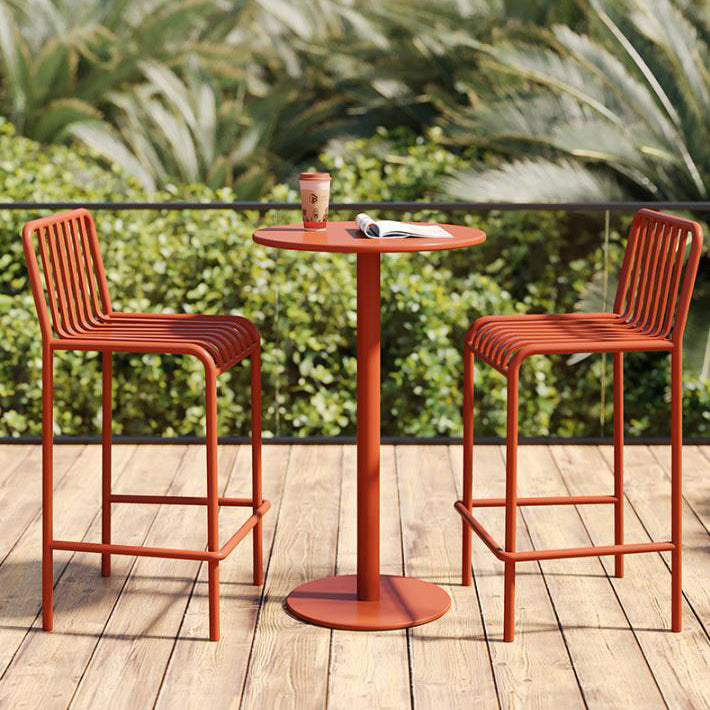 Contemporary Metal Round Bar Table Outdoor Pedestal Bar Dining Table Clearhalo 'Bar Furniture' 'Bar Tables' 'bar_tables' 'furn' 'furn_bar_tables' 'Furniture' 'Kitchen & Dining Furniture' 6040966
