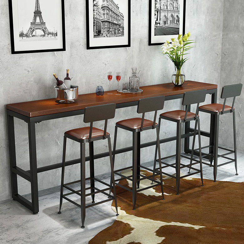 Mesa de comedor rectangular de madera maciza marrón para cocina y sala de estar