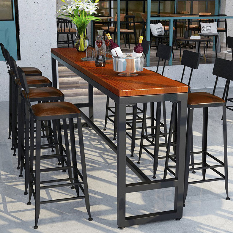 Mesa de comedor rectangular de madera maciza marrón para cocina y sala de estar