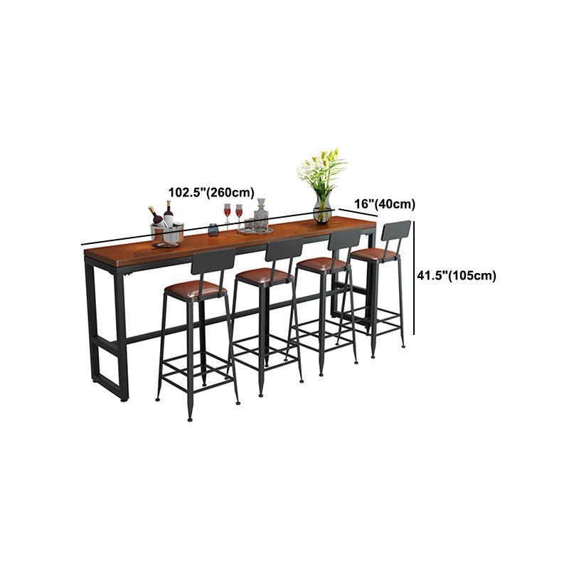 Mesa de comedor rectangular de madera maciza marrón para cocina y sala de estar
