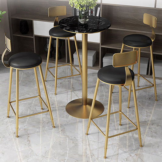 Glam Faux Marble Bar Table 41.3"H Pedestal Bar Height Cocktail Table with Metal Base Clearhalo 'Bar Furniture' 'Bar Tables' 'bar_tables' 'furn' 'furn_bar_tables' 'Furniture' 'Kitchen & Dining Furniture' 6041026