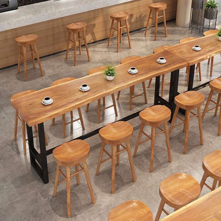 Tavolo da pranzo moderno rettangolare da bar in legno massello per cucina soggiorno