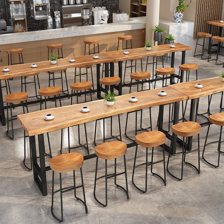 Tavolo da pranzo moderno rettangolare da bar in legno massello per cucina soggiorno