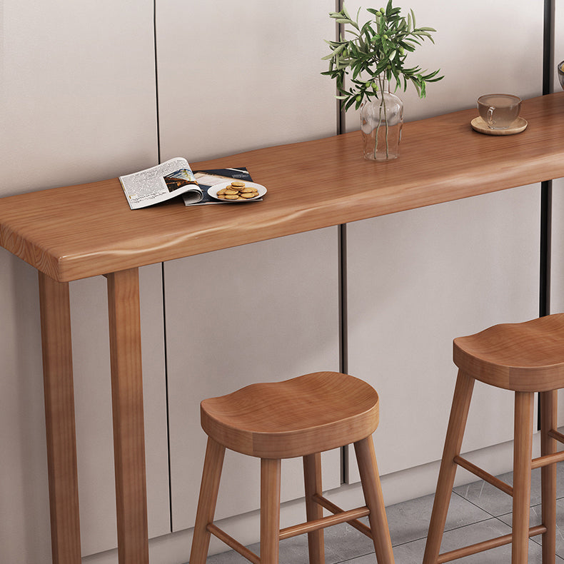 Tavolo da bar in legno massiccio moderno rettangolo marrone tavolo da cocktail altezza bar con base a slitta