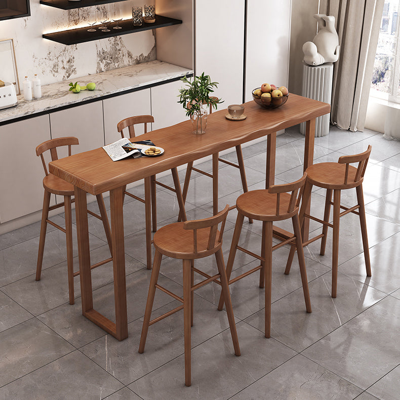 Tavolo da bar in legno massiccio moderno rettangolo marrone tavolo da cocktail altezza bar con base a slitta