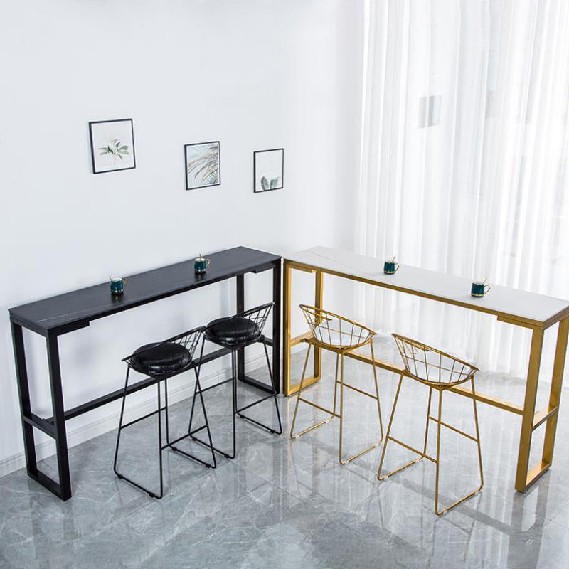 Sintered Stone Bistro Bar Desk Rectangle Bar Height Table with Trestle Base Clearhalo 'Bar Furniture' 'Bar Tables' 'bar_tables' 'furn' 'furn_bar_tables' 'Furniture' 'Kitchen & Dining Furniture' 6041134