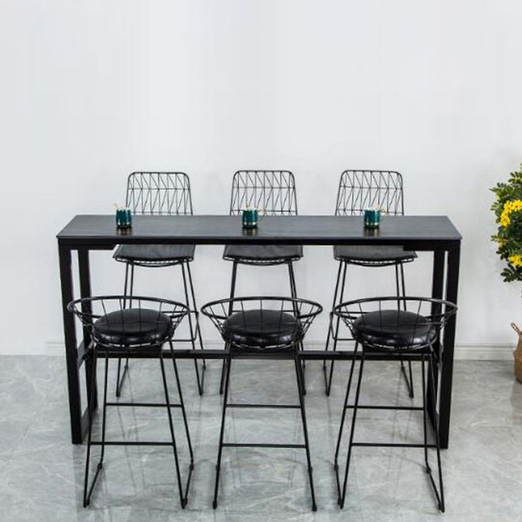 Sintered Stone Bistro Bar Desk Rectangle Bar Height Table with Trestle Base Clearhalo 'Bar Furniture' 'Bar Tables' 'bar_tables' 'furn' 'furn_bar_tables' 'Furniture' 'Kitchen & Dining Furniture' 6041144
