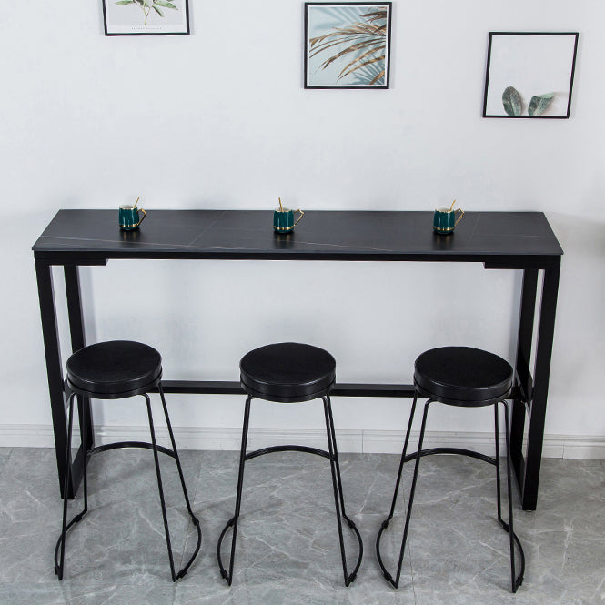 Sintered Stone Bistro Bar Desk Rectangle Bar Height Table with Trestle Base Clearhalo 'Bar Furniture' 'Bar Tables' 'bar_tables' 'furn' 'furn_bar_tables' 'Furniture' 'Kitchen & Dining Furniture' 6041145