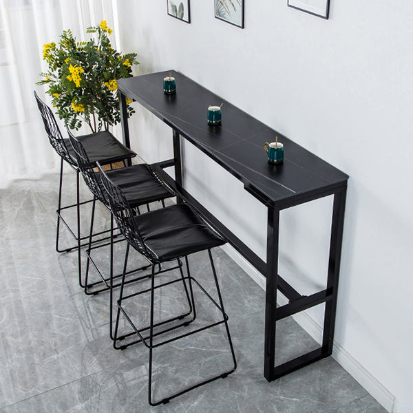 Sintered Stone Bistro Bar Desk Rectangle Bar Height Table with Trestle Base Clearhalo 'Bar Furniture' 'Bar Tables' 'bar_tables' 'furn' 'furn_bar_tables' 'Furniture' 'Kitchen & Dining Furniture' 6041146