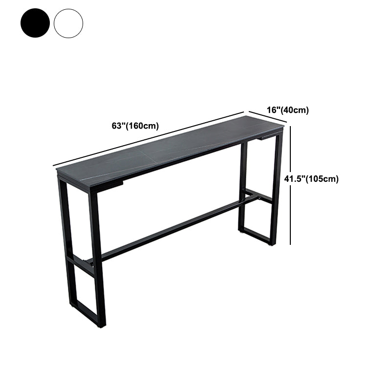 Sintered Stone Bistro Bar Desk Rectangle Bar Height Table with Trestle Base Clearhalo 'Bar Furniture' 'Bar Tables' 'bar_tables' 'furn' 'furn_bar_tables' 'Furniture' 'Kitchen & Dining Furniture' 6041153