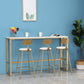 Glam Pub Table Solid Wood Bar Height Rectangle Bar Table for Breakroom White-Gold Without Chairs Clearhalo 'Bar Furniture' 'Bar Tables' 'bar_tables' 'furn' 'furn_bar_tables' 'Furniture' 'Kitchen & Dining Furniture' 6041190