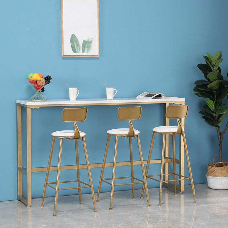 Glam Pub Table Solid Wood Bar Height Rectangle Bar Table for Breakroom White-Gold Without Chairs Clearhalo 'Bar Furniture' 'Bar Tables' 'bar_tables' 'furn' 'furn_bar_tables' 'Furniture' 'Kitchen & Dining Furniture' 6041190