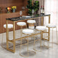 Glam Pub Table Solid Wood Bar Height Rectangle Bar Table for Breakroom 78.7"L x 15.7"W x 41.3"H Black-Gold Without Chairs Clearhalo 'Bar Furniture' 'Bar Tables' 'bar_tables' 'furn' 'furn_bar_tables' 'Furniture' 'Kitchen & Dining Furniture' 6041191