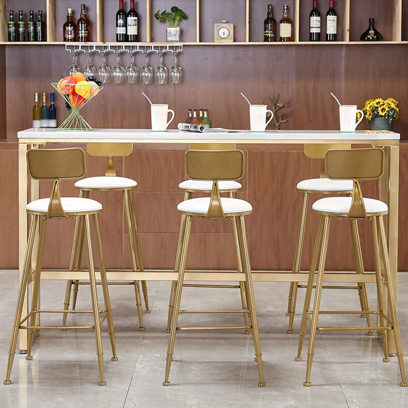 Glam Pub Table Solid Wood Bar Height Rectangle Bar Table for Breakroom 86.6"L x 15.7"W x 41.3"H White-Gold Without Chairs Clearhalo 'Bar Furniture' 'Bar Tables' 'bar_tables' 'furn' 'furn_bar_tables' 'Furniture' 'Kitchen & Dining Furniture' 6041192