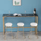 Glam Pub Table Solid Wood Bar Height Rectangle Bar Table for Breakroom 86.6"L x 15.7"W x 41.3"H Black-Gold Without Chairs Clearhalo 'Bar Furniture' 'Bar Tables' 'bar_tables' 'furn' 'furn_bar_tables' 'Furniture' 'Kitchen & Dining Furniture' 6041193