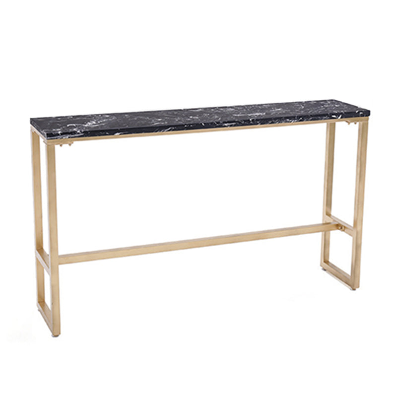 Glam Pub Table Solid Wood Bar Height Rectangle Bar Table for Breakroom Black-Gold Without Chairs Clearhalo 'Bar Furniture' 'Bar Tables' 'bar_tables' 'furn' 'furn_bar_tables' 'Furniture' 'Kitchen & Dining Furniture' 6041194