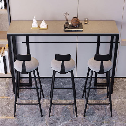 Tavolo da pranzo con barra da pranzo con barra rettangolo contemporaneo e tavolo da bar di base di ferro