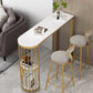 Glam Specialty White Bar Table Faux Marble Pedestal Bar Height Pub Table with Shelves