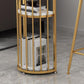 Glam Specialty White Bar Table Faux Marble Pedestal Bar Height Pub Table with Shelves
