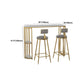 Glam Specialty White Bar Table Faux Marble Pedestal Bar Height Pub Table with Shelves