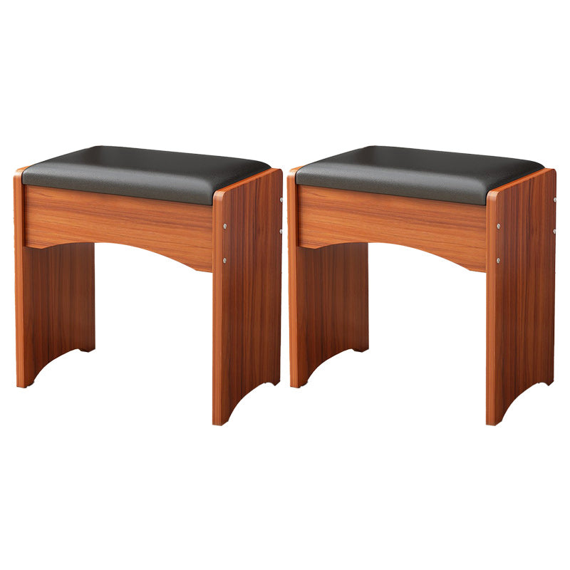 Modern Ottoman Pure Color Rectangle Upholstered Wood Frame Fade Resistant Pouf Black-Brown 2 Piece Set Clearhalo 'furn' 'furn_ottomans_poufs' 'Furniture' 'Living Room Furniture' 'Ottomans & Poufs' 'ottomans_poufs' 6042435