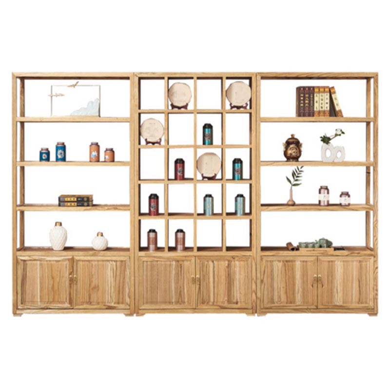 Cortilleros modernos de mediados de siglo Piso Soporte de vino de madera maciza con estante