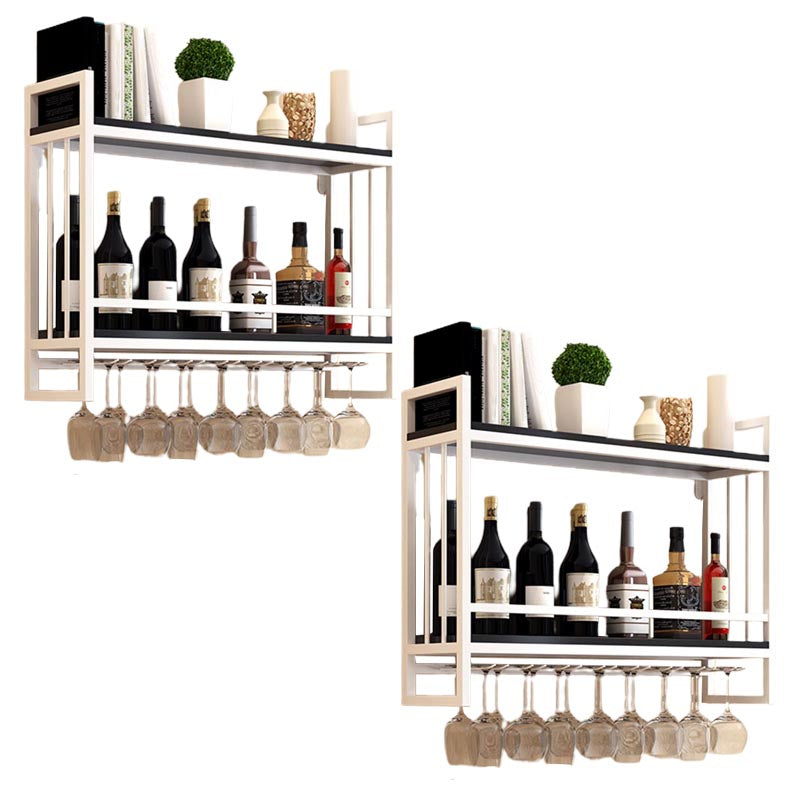 Metal Wall Mounted Wine Glass Stemware Rack Holder Industrial Wine Rack Kit White 2 Piece Set Clearhalo 'furn' 'furn_wine_racks' 'Furniture' 'Kitchen & Dining Furniture' 'Wine Racks' 'wine_racks' 6042482