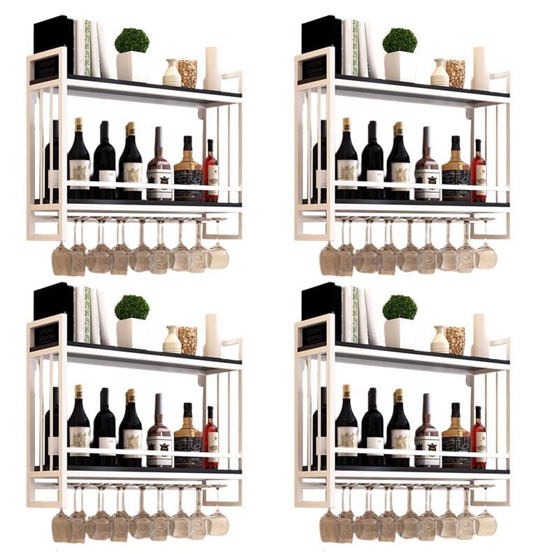 Metal Wall Mounted Wine Glass Stemware Rack Holder Industrial Wine Rack Kit White 4 Piece Set Clearhalo 'furn' 'furn_wine_racks' 'Furniture' 'Kitchen & Dining Furniture' 'Wine Racks' 'wine_racks' 6042484