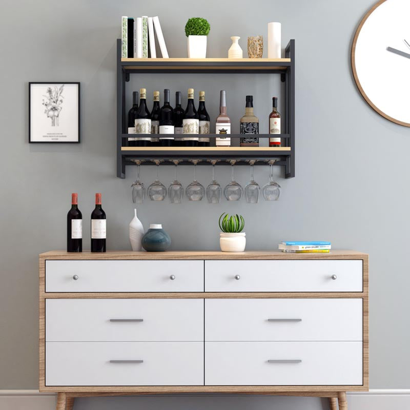 Metal Wall Mounted Wine Glass Stemware Rack Holder Industrial Wine Rack Kit Clearhalo 'furn' 'furn_wine_racks' 'Furniture' 'Kitchen & Dining Furniture' 'Wine Racks' 'wine_racks' 6042487