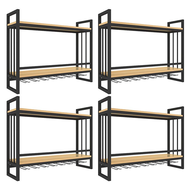 Metal Wall Mounted Wine Glass Stemware Rack Holder Industrial Wine Rack Kit Natural 4 Piece Set Clearhalo 'furn' 'furn_wine_racks' 'Furniture' 'Kitchen & Dining Furniture' 'Wine Racks' 'wine_racks' 6042491