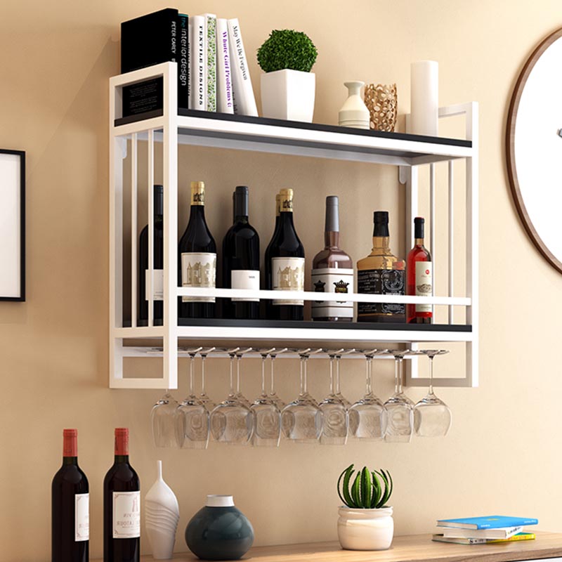Metal Wall Mounted Wine Glass Stemware Rack Holder Industrial Wine Rack Kit Clearhalo 'furn' 'furn_wine_racks' 'Furniture' 'Kitchen & Dining Furniture' 'Wine Racks' 'wine_racks' 6042498