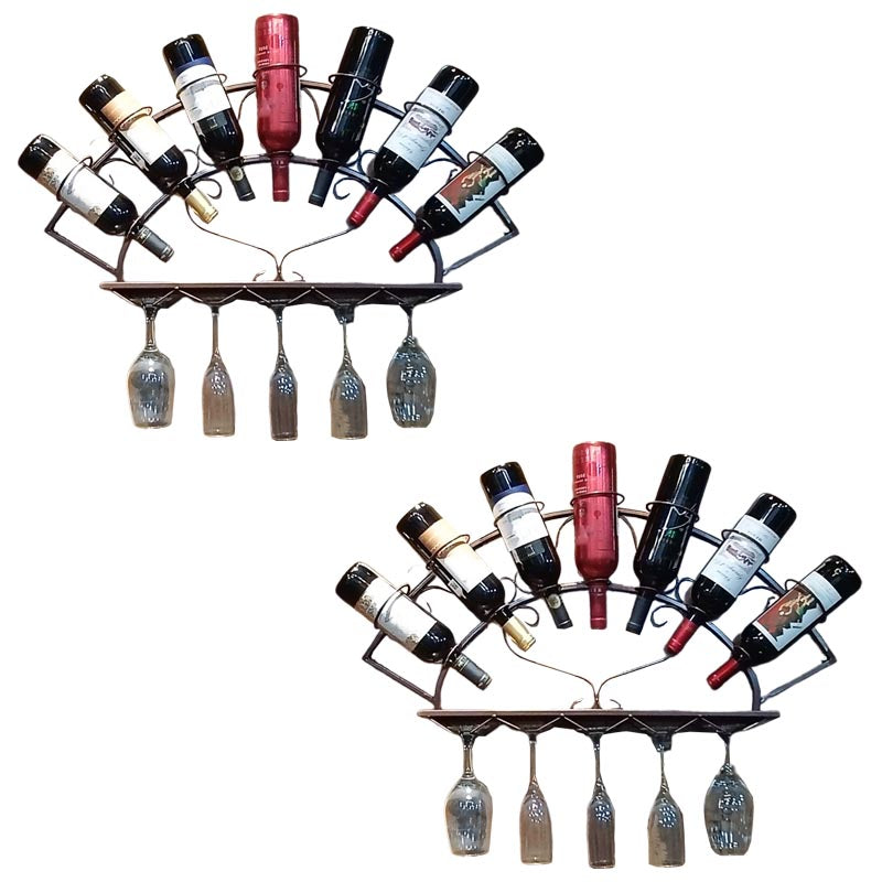 Industriële wand gemonteerde fles wijnrek metalen wijnrek fles in messing