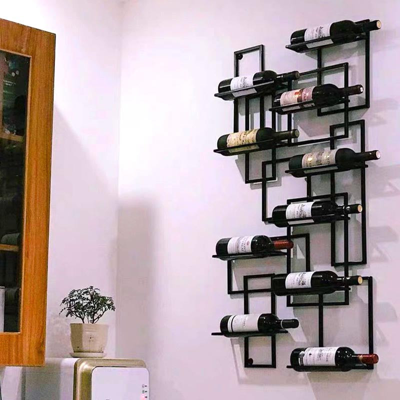 Industrie Wandmontierte Flaschen Weinregal Metall Wine Rack Flasche in Messing
