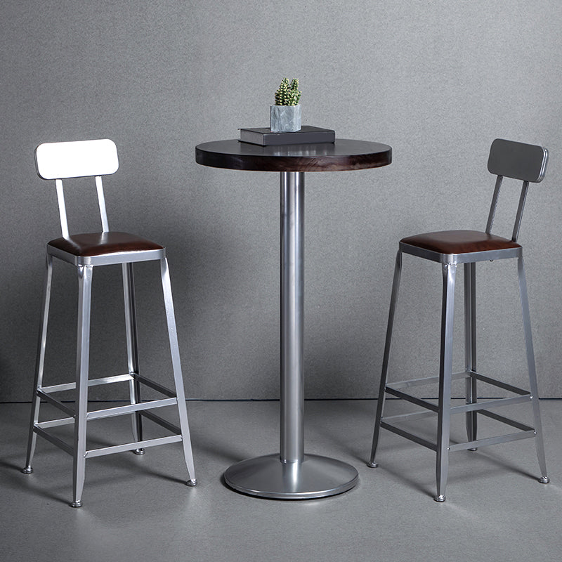 1/2/3 Pieces Industrial Pub Table Set Silver and Brown Bar Table and Stools