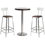 1/2/3 Pieces Industrial Pub Table Set Silver and Brown Bar Table and Stools