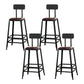 Industrial Metal Stool Faux Leather Cushion Footrest Stool for Bar