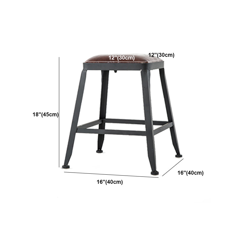 Industrial Metal Stool Faux Leather Cushion Footrest Stool for Bar