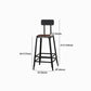 Industrial Metal Stool Faux Leather Cushion Footrest Stool for Bar