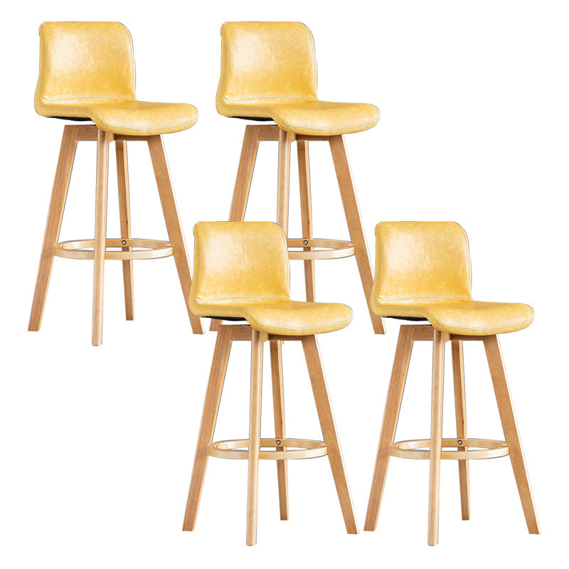 Taburete de bar de cuero con acabado mate y respaldo bajo para el hogar contemporáneo